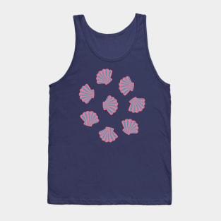 SEASHELLS Scattered Tropical Scallop Clam Shells Undersea Ocean Sea Life in Hot Pink Blue and Purple - UnBlink Studio by Jackie Tahara Tank Top